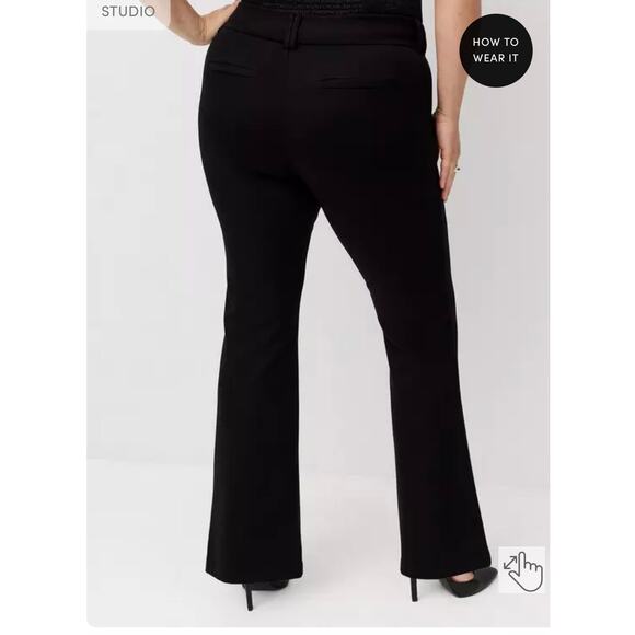 TORRID Trouser Bootcut Ponte Pant in Deep Black. - Picture 6 of 7